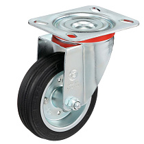 Колесо Tellure Rota 535101 поворотное, диаметр 80мм, грузоподъемность 65кг, черная резина, сталь